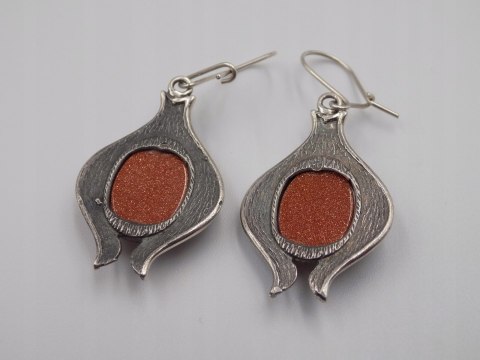 Piękne srebrne kolczyki PIASEK PUSTYNI srebro OKSYDA VINTAGE biżuteria