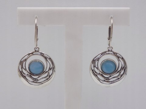 Piękne stare srebrne kolczyki ażurowe AGAT KOŁA srebro VINTAGE biżuteria