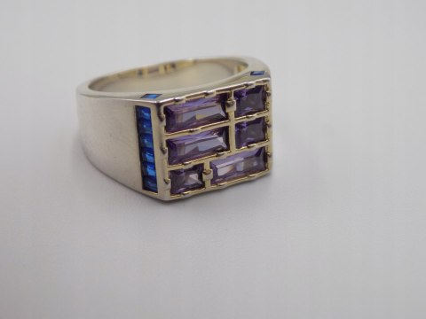 Piękny damski srebrny pierścionek/sygnet AMETYST roz. 16 srebro biżuteria