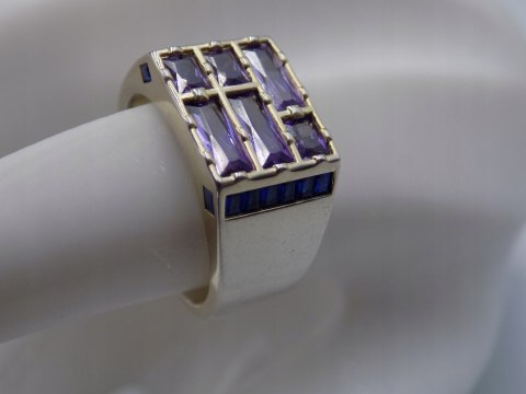 Piękny damski srebrny pierścionek/sygnet AMETYST roz. 16 srebro biżuteria