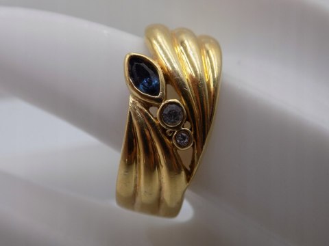 Piękny damski srebrny, pozłacany pierścionek/obrączka CYRKONIE roz. 26/27