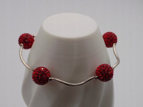 Stara piękna srebrna damska bransoletka KULKI CYRKONIE VINTAGE biżuteria