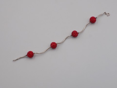 Stara piękna srebrna damska bransoletka KULKI CYRKONIE VINTAGE biżuteria