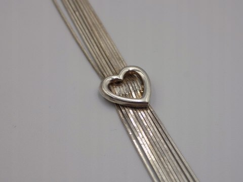 Stara piękna srebrna damska bransoletka SERCE srebro 925 VINTAGE biżuteria