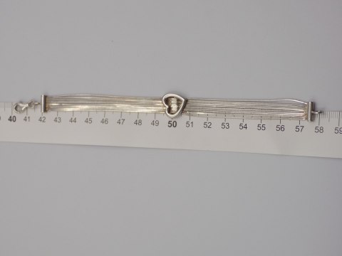 Stara piękna srebrna damska bransoletka SERCE srebro 925 VINTAGE biżuteria