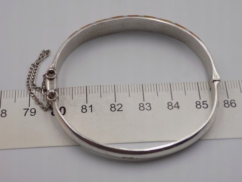 Stara srebrna damska bransoletka KOŁO BANGLA ŻYWICA srebro 925 VINTAGE