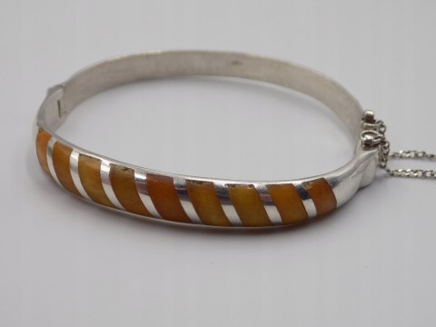 Stara srebrna damska bransoletka KOŁO BANGLA ŻYWICA srebro 925 VINTAGE