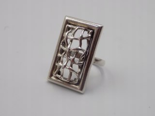 Stary damski srebrny ażurowy pierścionek roz. 10 srebro VINTAGE biżuteria