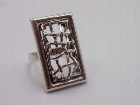 Stary damski srebrny ażurowy pierścionek roz. 10 srebro VINTAGE biżuteria