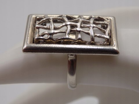 Stary damski srebrny ażurowy pierścionek roz. 10 srebro VINTAGE biżuteria