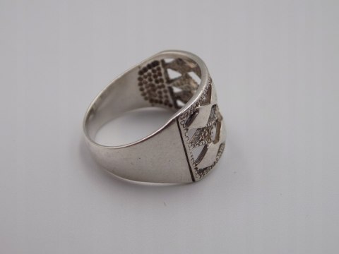 Stary damski srebrny ażurowy pierścionek roz. 19 srebro VINTAGE biżuteria
