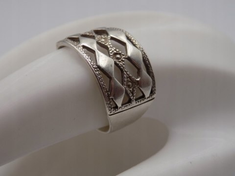 Stary damski srebrny ażurowy pierścionek roz. 19 srebro VINTAGE biżuteria