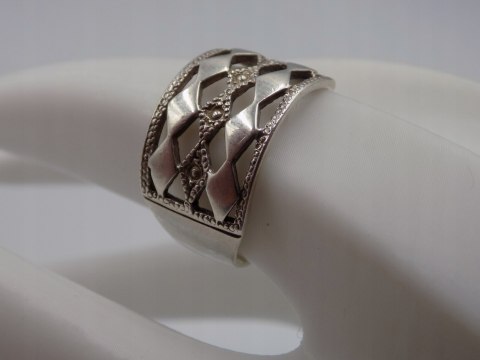 Stary damski srebrny ażurowy pierścionek roz. 19 srebro VINTAGE biżuteria