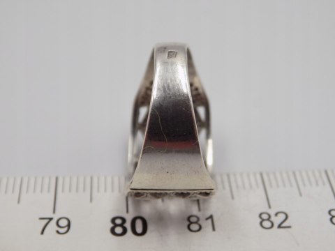 Stary damski srebrny ażurowy pierścionek roz. 19 srebro VINTAGE biżuteria