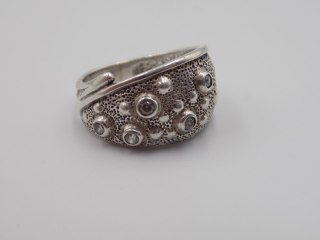 Stary srebrny damski autorski pierścionek/obrączka r. 13/14 srebro VINTAGE