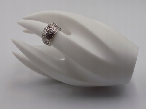 Stary srebrny damski autorski pierścionek/obrączka r. 13/14 srebro VINTAGE