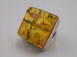 Stary srebrny damski pierścionek BURSZTYN roz.10 srebro biżuteria VINTAGE