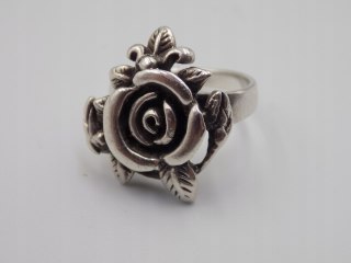 Stary srebrny damski pierścionek RÓŻA roz.12-srebro 925-biżuteria VINTAGE