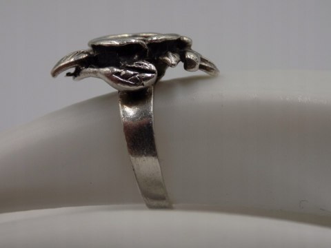 Stary srebrny damski pierścionek RÓŻA roz.12-srebro 925-biżuteria VINTAGE