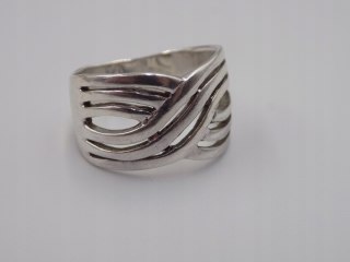 Stary srebrny damski pierścionek obrączka ażurowa r. 22 srebro 925 VINTAGE