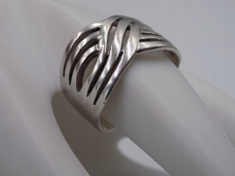 Stary srebrny damski pierścionek obrączka ażurowa r. 22 srebro 925 VINTAGE