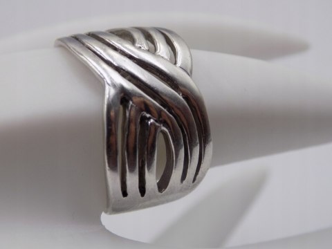 Stary srebrny damski pierścionek obrączka ażurowa r. 22 srebro 925 VINTAGE