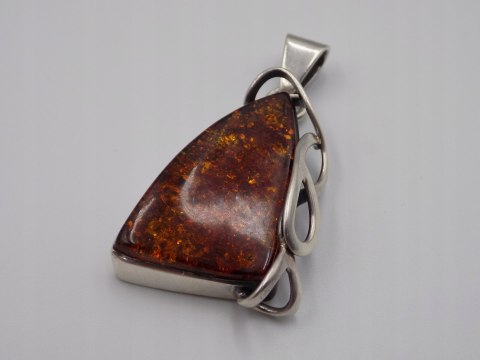 Stary srebrny damski wisiorek/zawieszka BURSZTYN srebro VINTAGE biżuteria