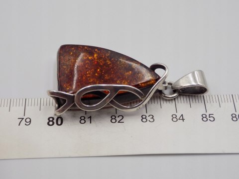 Stary srebrny damski wisiorek/zawieszka BURSZTYN srebro VINTAGE biżuteria