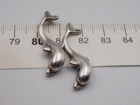 Stary srebrny damski wisiorek/zawieszka DELFINY srebro VINTAGE biżuteria