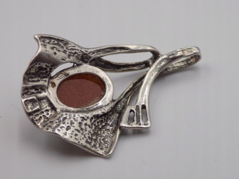 Stary srebrny damski wisiorek/zawieszka PIASEK PUSTYNI oksyda VINTAGE