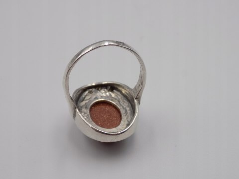 Stary srebrny pierścionek PIASEK PUSTYNI cyrkonie roz.14 biżuteria VINTAGE