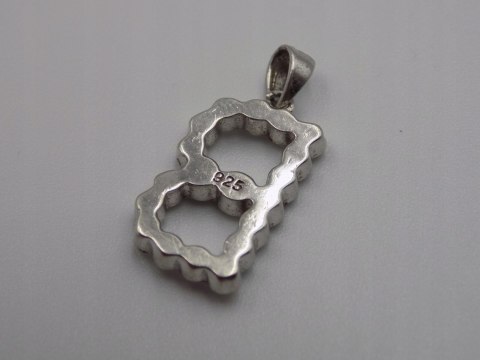 Stary srebrny wisiorek/zawieszka " B " CYRKONIE srebro VINTAGE biżuteria