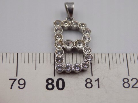 Stary srebrny wisiorek/zawieszka " B " CYRKONIE srebro VINTAGE biżuteria
