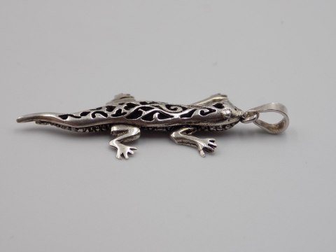 Stary, srebrny, wisiorek/zawieszka JASZCZURKA srebro 925 VINTAGE biżuteria