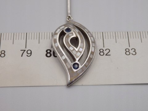 Stary srebrny wisiorek/zawieszka MASA PERŁOWA + CYRKONIE srebro VINTAGE