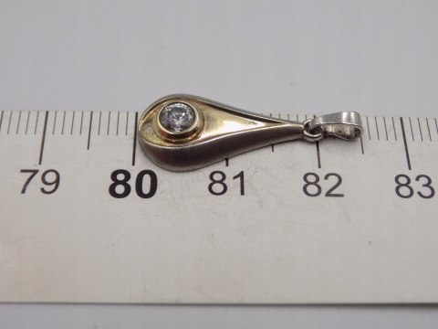 Stary srebrny wisiorek/zawieszka ZŁOCENIE CYRKONIA srebro VINTAGE biżuteria