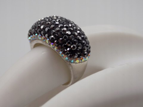 Bajeczny damski srebrny pierścionek CYRKONIE roz. 18/19 srebro 925 VINTAGE