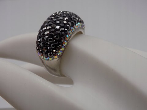 Bajeczny damski srebrny pierścionek CYRKONIE roz. 18/19 srebro 925 VINTAGE