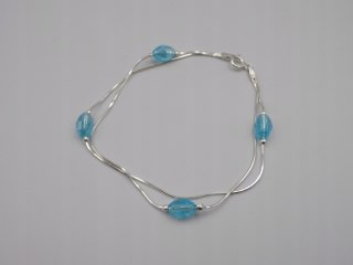 Piękna, srebrna, damska bransoletka - błękit niebieski srebro 925 biżuteria