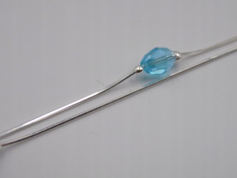 Piękna, srebrna, damska bransoletka - błękit niebieski srebro 925 biżuteria