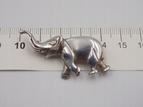 Piękna, stara, damska, srebrna broszka - SŁOŃ srebro 925 VINTAGE biżuteria