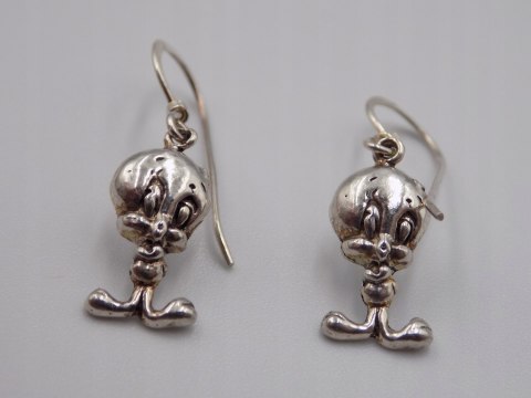 Piękne, damskie, dziecięce, srebrne kolczyki TWETTY srebro 925 biżuteria