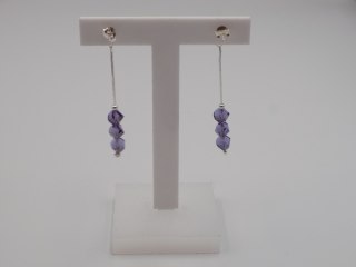Piękne, damskie, srebrne kolczyki FIOLETOWE CYRKONIE srebro 925 biżuteria