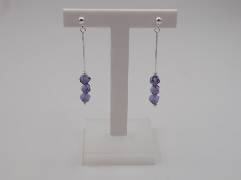 Piękne, damskie, srebrne kolczyki FIOLETOWE CYRKONIE srebro 925 biżuteria