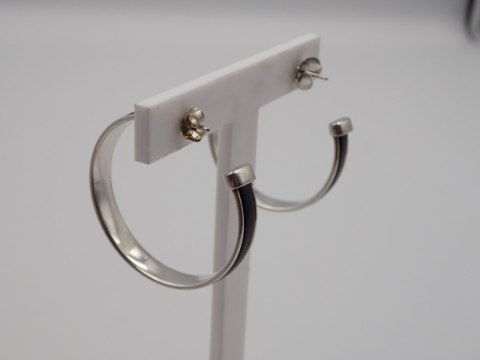 Stare, srebrne, damskie kolczyki KOŁA 30 mm. skóra srebro VINTAGE biżuteria