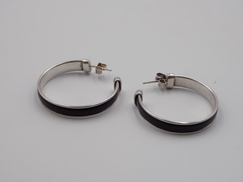 Stare, srebrne, damskie kolczyki KOŁA 30 mm. skóra srebro VINTAGE biżuteria