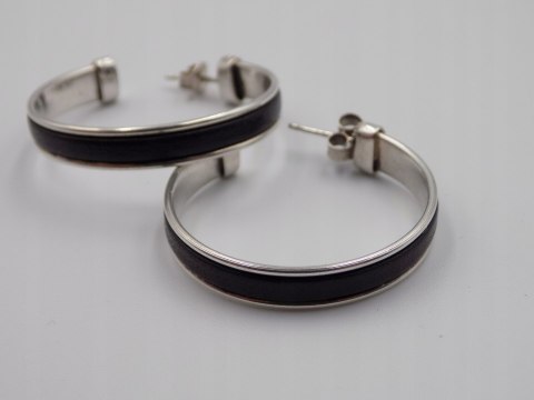 Stare, srebrne, damskie kolczyki KOŁA 30 mm. skóra srebro VINTAGE biżuteria