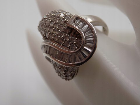 Stary damski srebrny pierścionek CYRKONIE roz. 14 srebro VINTAGE biżuteria