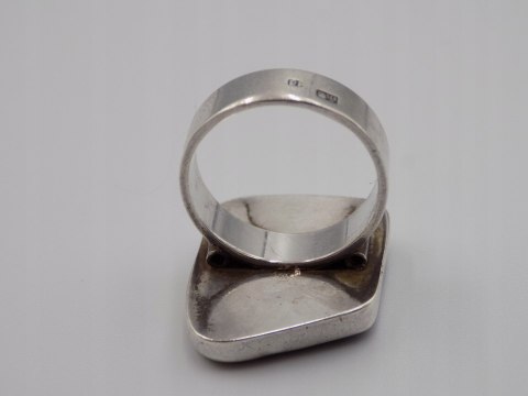 Stary damski srebrny pierścionek ONYKS PASIASTY roz. 13 srebro VINTAGE