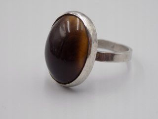 Stary damski srebrny pierścionek TYGRYSIE OKO roz. 21 srebro VINTAGE